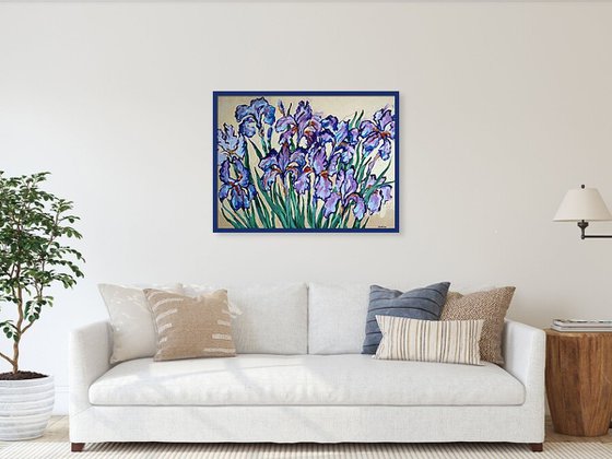 Irises on Cream