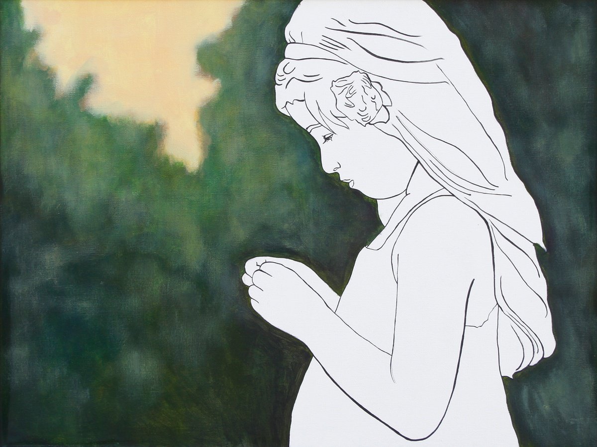 Portrait Acrylic Painting By Nikola Gulev, 40 X 32", "Faith", Original Artwork