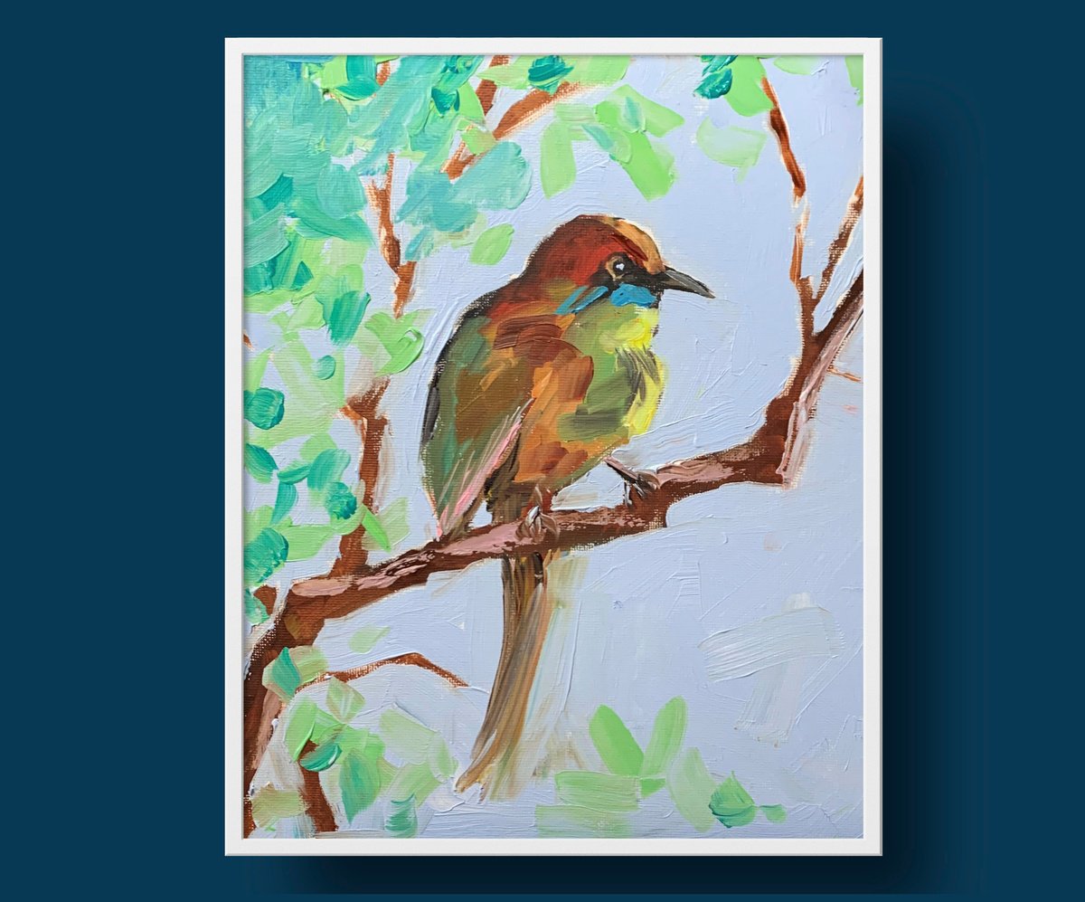 Impressionistic Animal Oil Painting By Vita Schagen, 9 X 12", Bird., Original Artwork