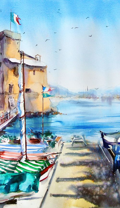 Castle of Rapallo 2-Artists Collaboration Artwork by Ksenia Astakhova