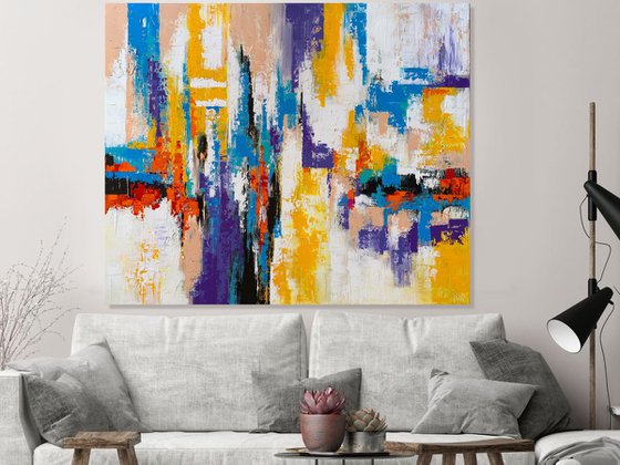 Stay Close To Me - XL LARGE,  TEXTURED ABSTRACT ART, PALETTE KNIFE ART – EXPRESSIONS OF ENERGY AND LIGHT. READY TO HANG!