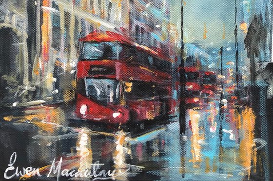 Red Buses London in the rain