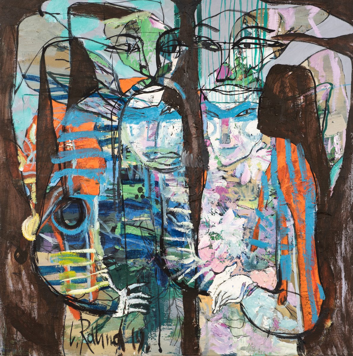 Portrait Oil Painting By Yelena Ralina, 39 X 39", Tenderness, Original Artwork