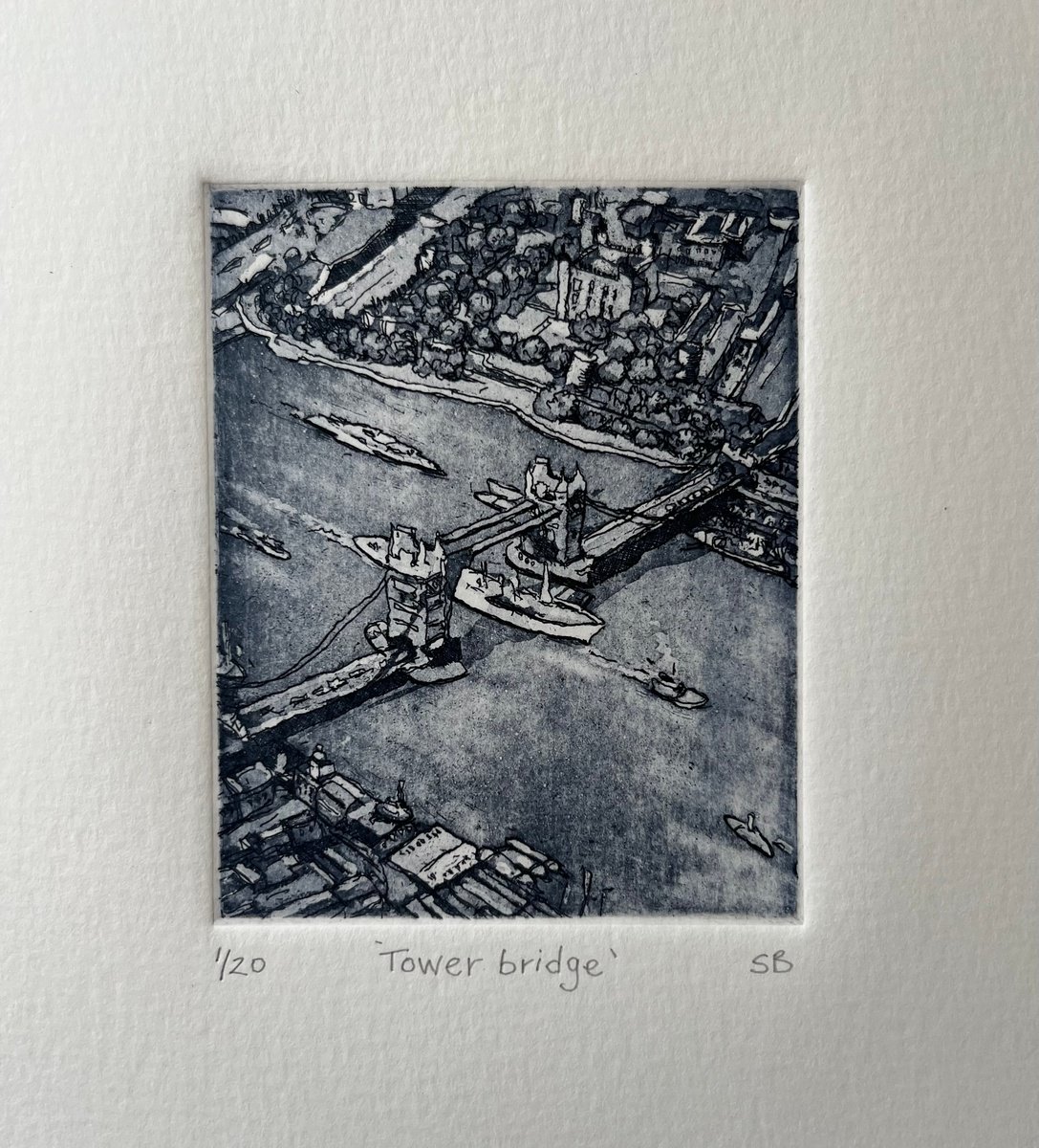Cityscapes Etchings & Engravings By Stephen Brook, 7 X 8", Tower Bridge., Original Artwork