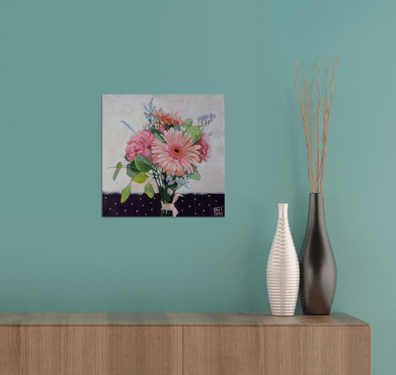 bouquet of gerbera and pinks 11*8 x 11*8