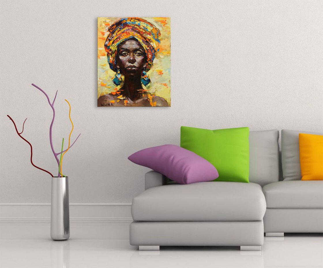 African woman portrait painting, Original oil painting Oil painting by ...