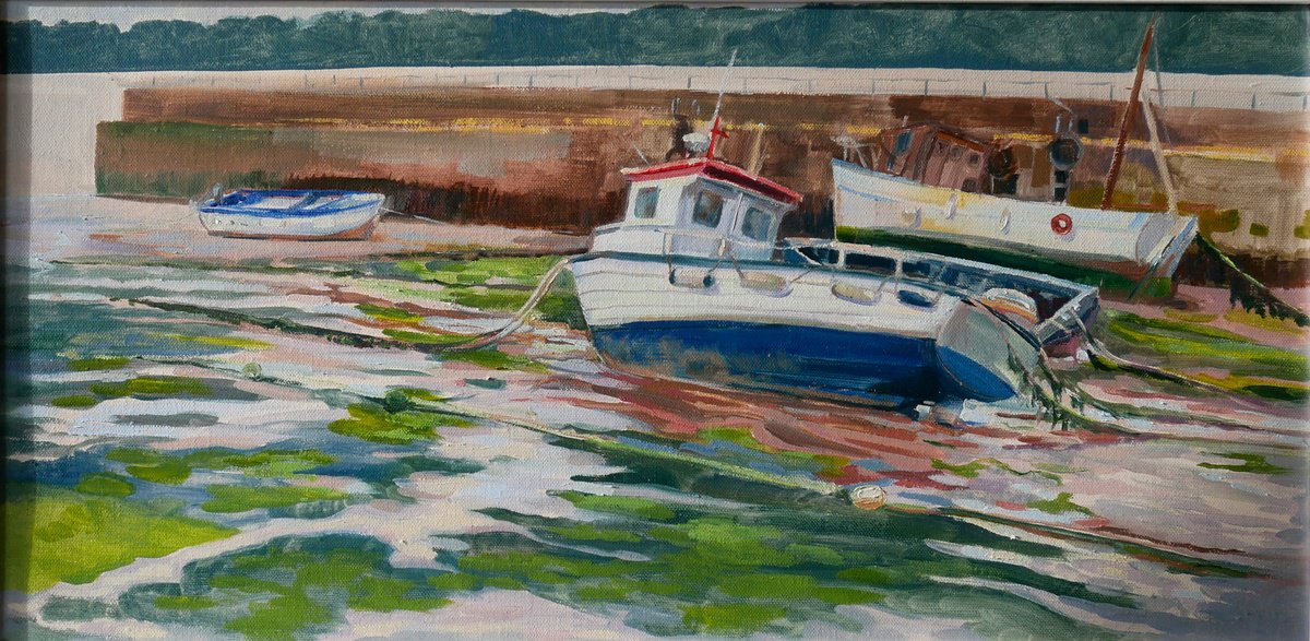 Impressionistic Landscape Oil Painting By Hannah Bruce, 27 X 15, Ballyhack Ireland Anchor Points, Original Artwork