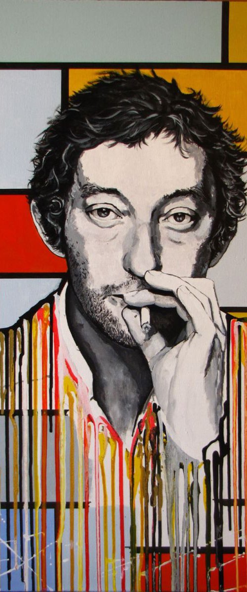 " Serge Gainsbourg Melting on a Mondrian Painting" by Raffaella Bertolini