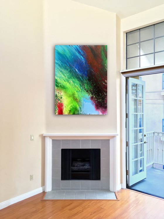 "Flow 2" - Original Large Abstract PMS Acrylic Painting - 36 x 48 inches