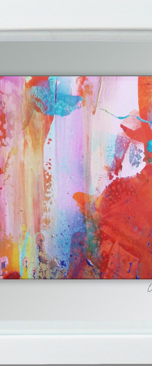 Framed ready to hang original abstract  - Chasing rainbows #7 by Carolynne Coulson
