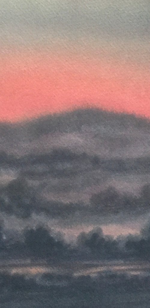 Pink dusk over Creech hill and Hartland moor, Dorset. by Samantha Adams