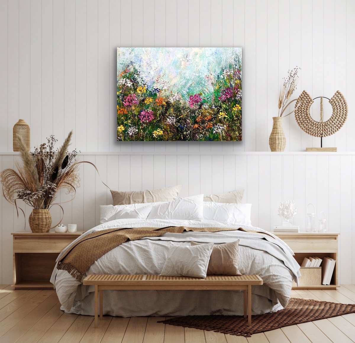 Misty Meadow Garden By Pooja Verma, 31 X 24, Artwork For Sale On Artfinder