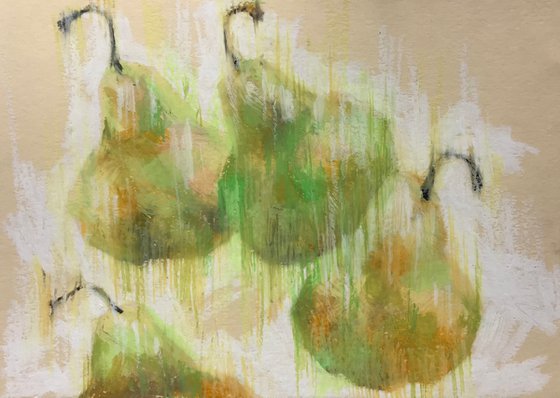Yellow fruits. Original art, gift, one of a kind, handmade painting.