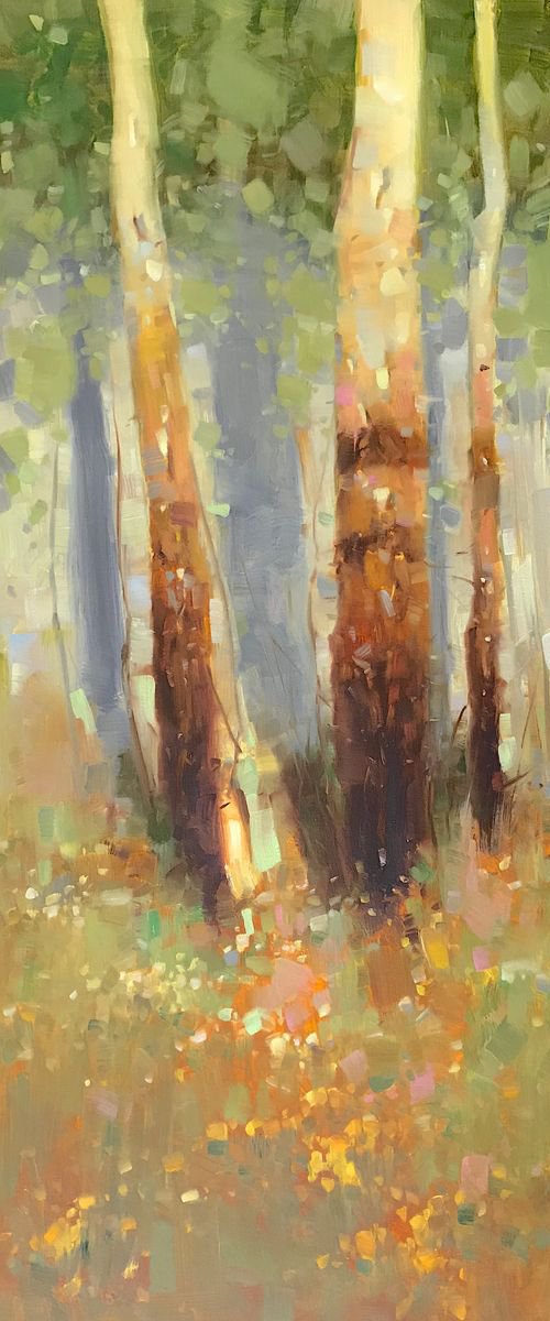 Birches, Original oil painting, One of a kind Signed with Certificate of Authenticity by Vahe Yeremyan