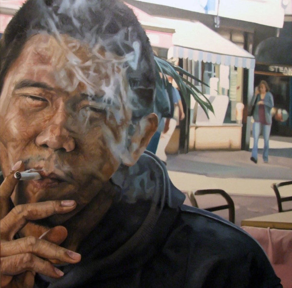 Photorealistic Portrait Oil Painting By Andrew Newton, 31 X 31, Cig, Original Artwork