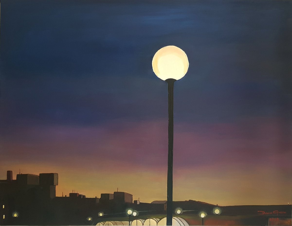 Photorealistic Cityscapes Oil Painting By Federico Grazzini, 35 X 28, Sera In Citti?, Original Artwork