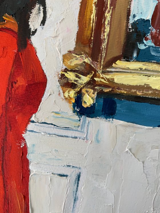 Woman in a museum.
