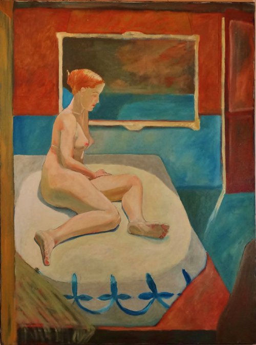 Portrait Of A Nude Woman Waiting by Leon Sarantos