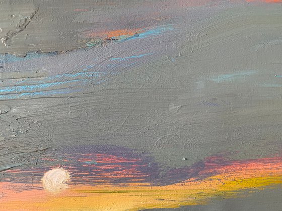 Expressionist painting - "Spring evening" - Landscape - Impressionism - Minimalism - Sunset