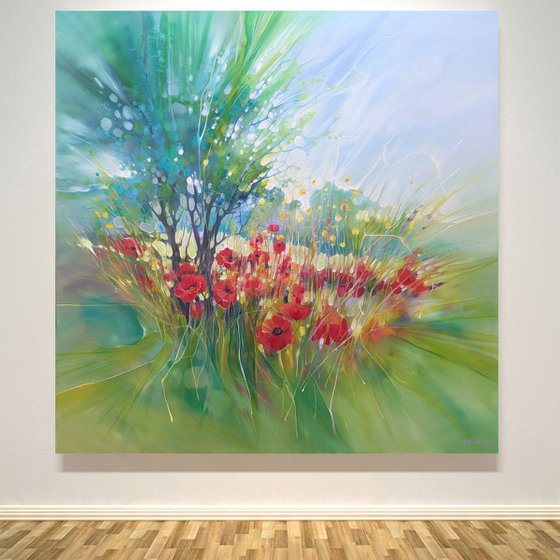 Midsummer Jubilance, poppies in a meadow painting