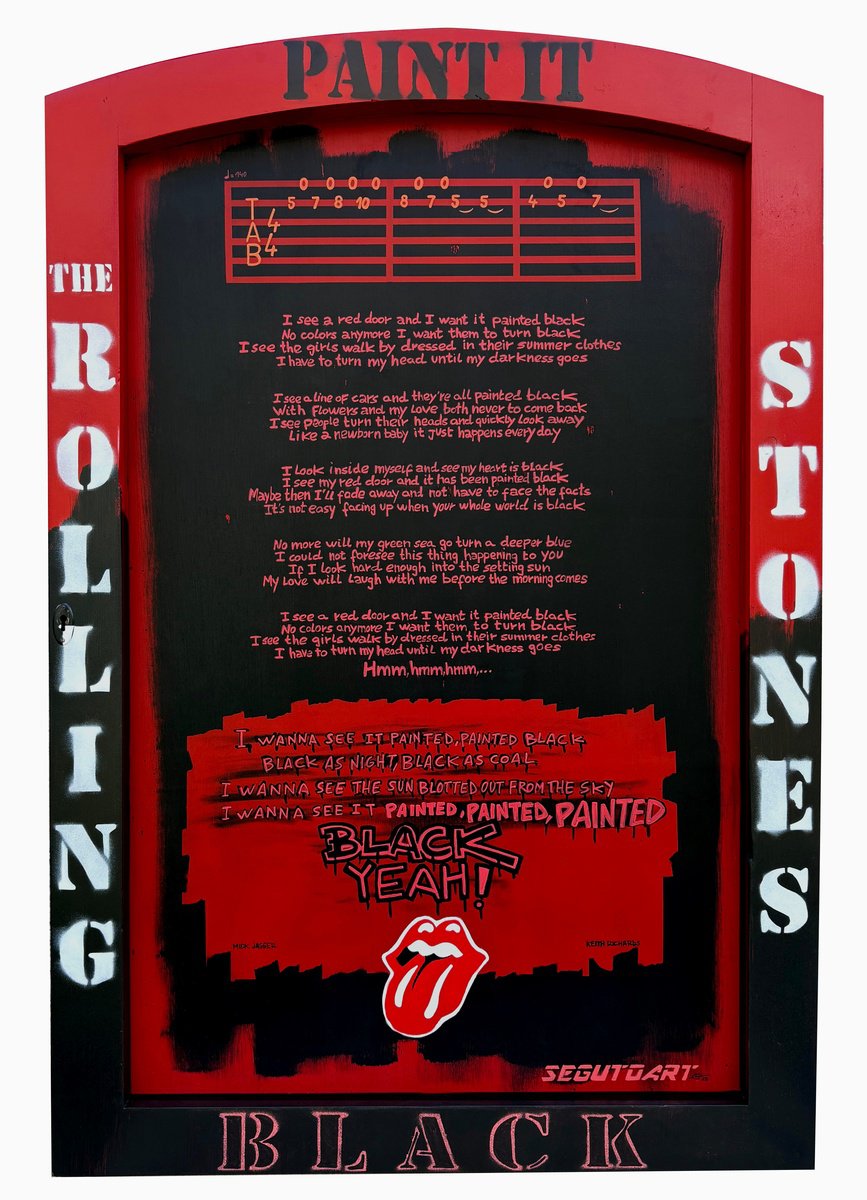 Urban And Pop Still Life Painting By Segutoart, 28 X 43", Paint It, Black, Original Artwork