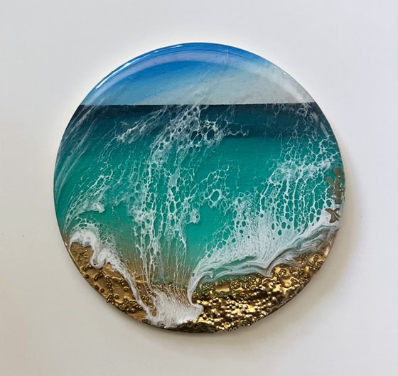 "Little wave" #6 - Miniature round painting