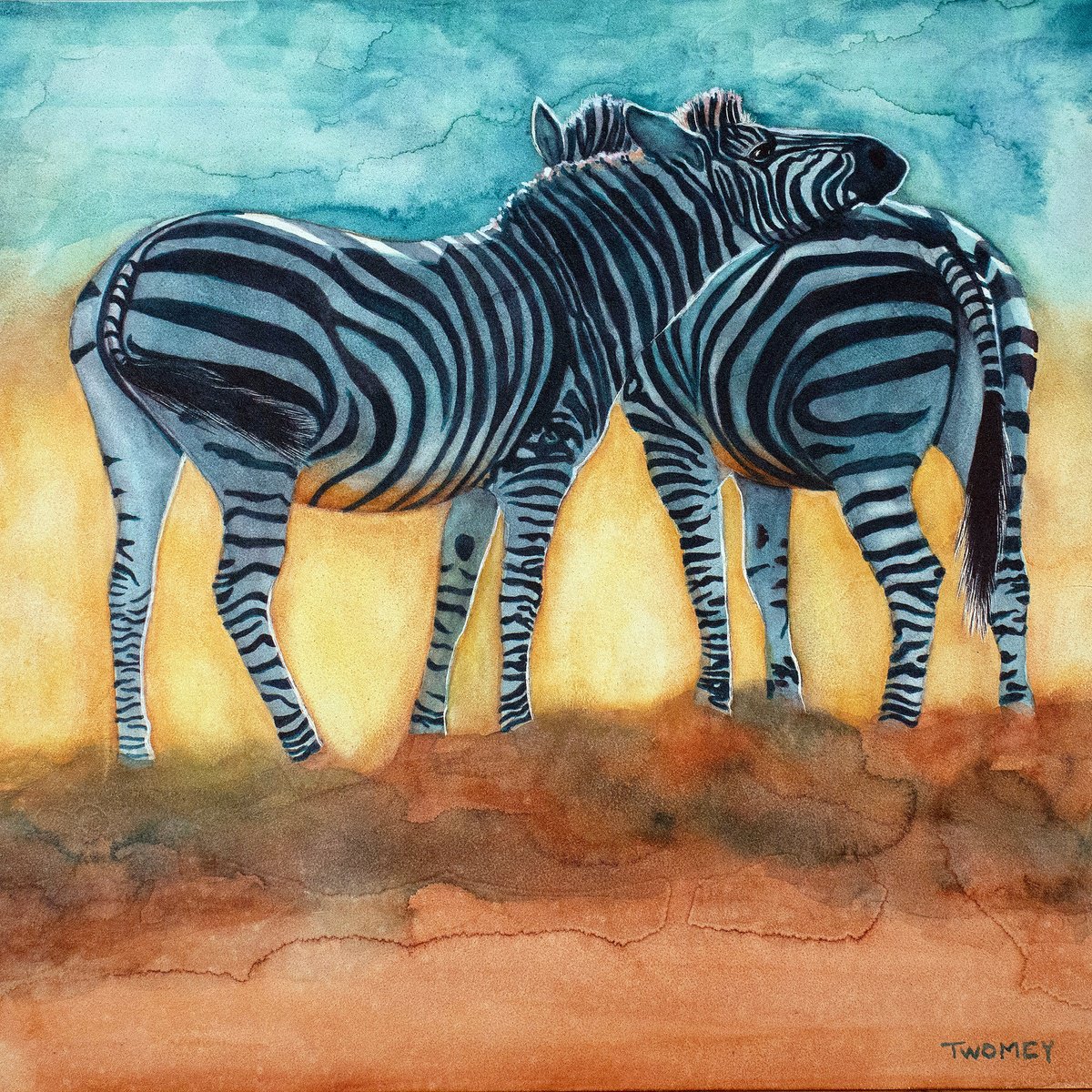 Animal Painting By Catherine Twomey, 12 X 12, Savannah Companions, Original Artwork