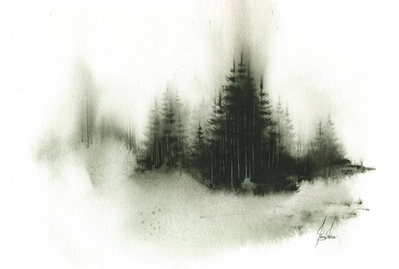 Places XVIII - Watercolor Pine Forest