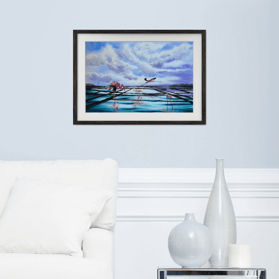 Flamingo Birds Sunset