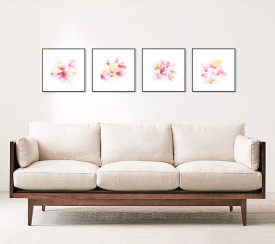Pink abstract flowers set
