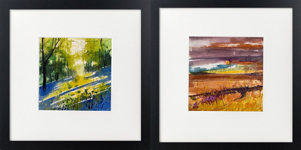 Expressive Landscape Watercolour By Teresa Tanner, 10 X 10", Cool And Warm Landscapes, Original Artwork