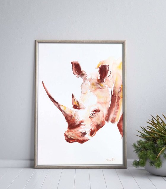 Rhinoceros painting “Last of the Herd”