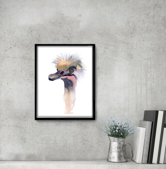 Ostrich - Original Watercolor Painting