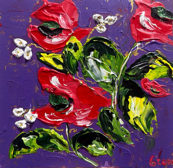 Acrylic Red poppies
