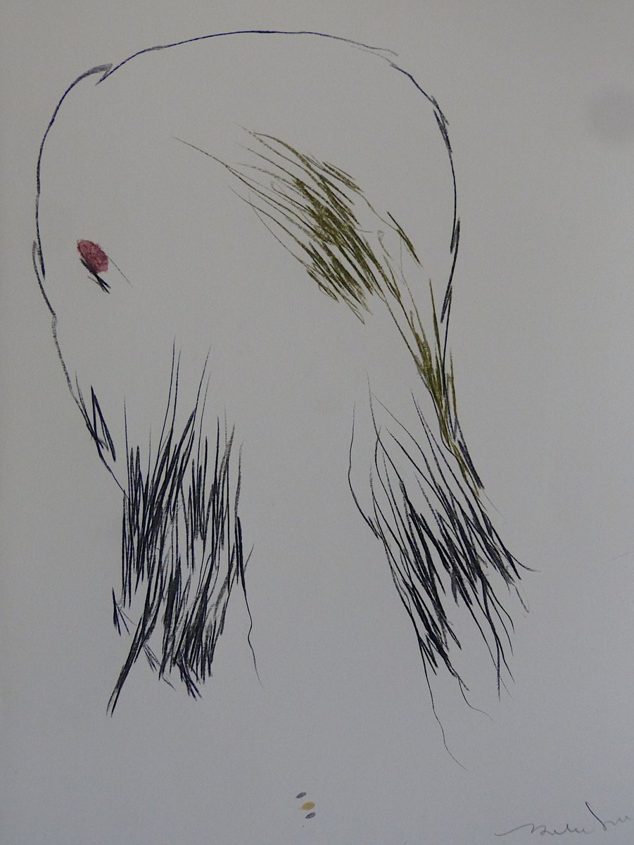 Expressive Portrait Pencil Drawing By Frederic Belaubre, 9 X 13, The Electric Face 11, Original Artwork