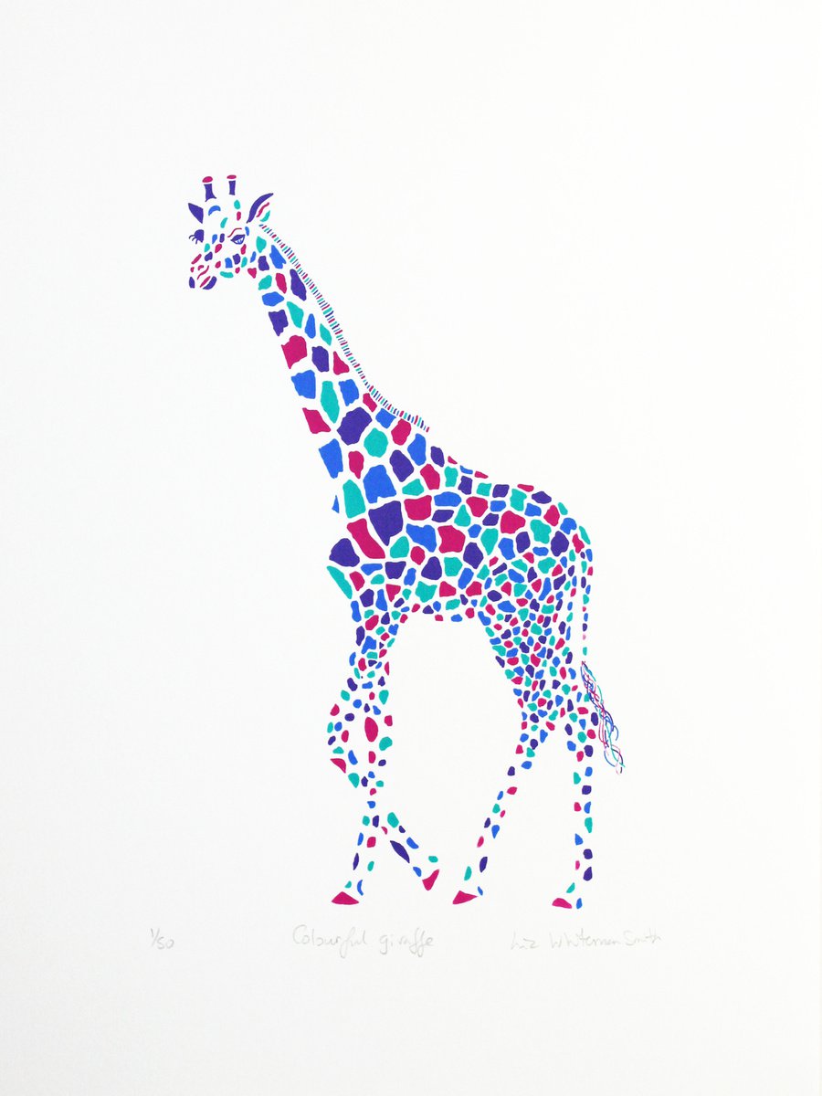 Colourful giraffe by Liz Whiteman Smith