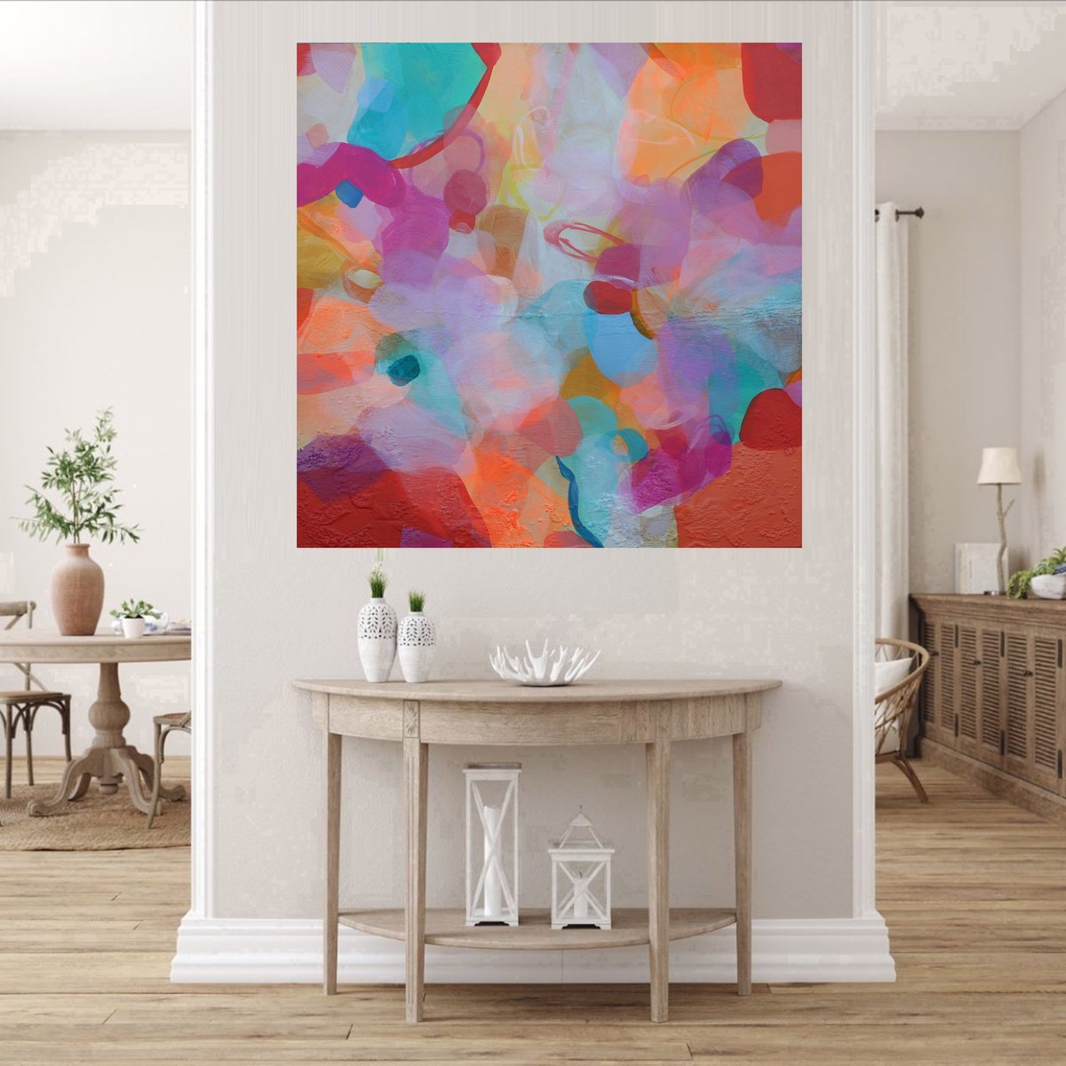 Abstract Acrylic Painting By Susan Wooler, 24 X 24", Just Within Reach, Original Artwork