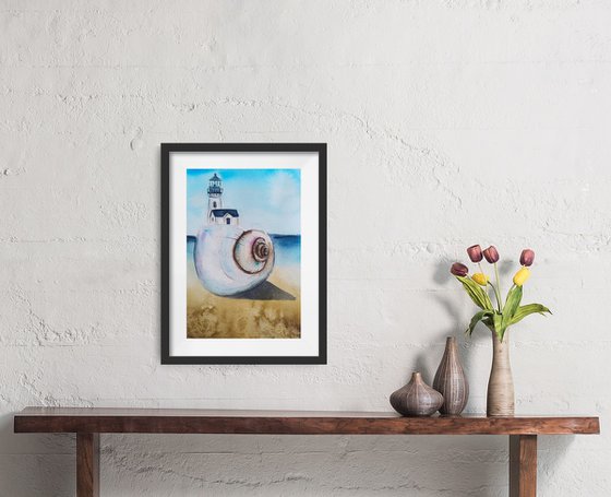 Seashell Lighthouse On Beach(small)