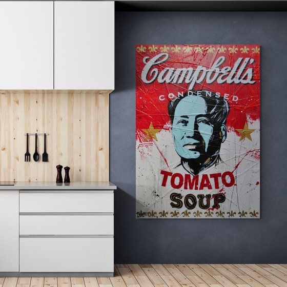 Lucky Golden Mao Soup 140cm x 100cm Campbell's Soup Mao Textured Urban Pop Art