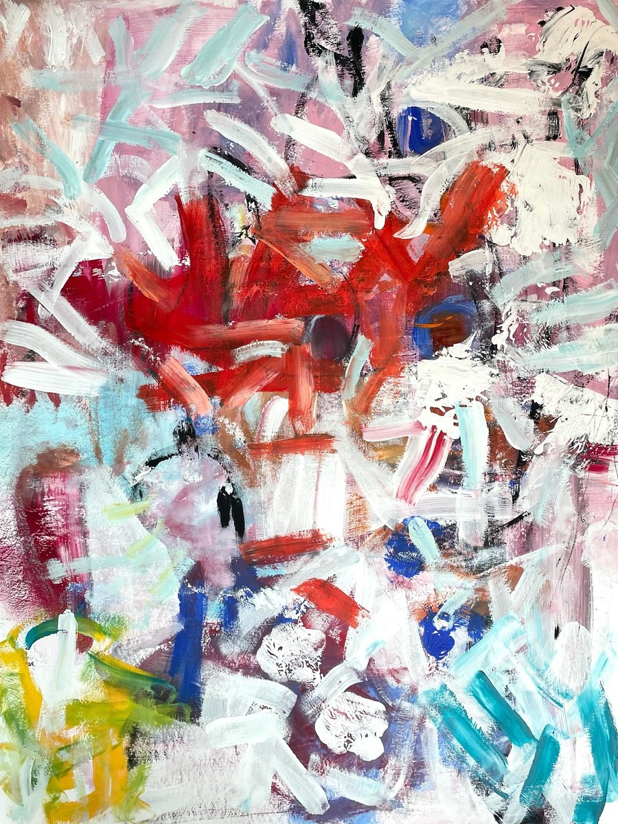 Expressive Abstract Acrylic Painting By Christel Haag, 30 X 39, Wenn Narben Bleiben 1, Original Artwork