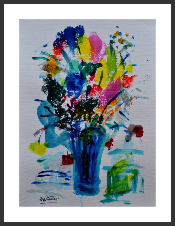 Le vase bleu en cristal de Bohême/11,81 x 15,75 in.(30x40cm)/2018