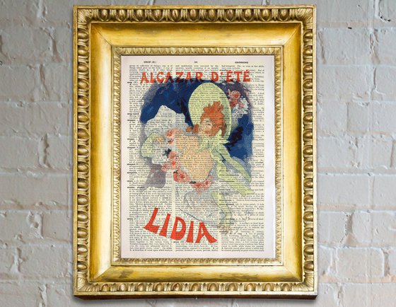 Alcazar d'Ete Lidia - Collage Art Print on Large Real English Dictionary Vintage Book Page