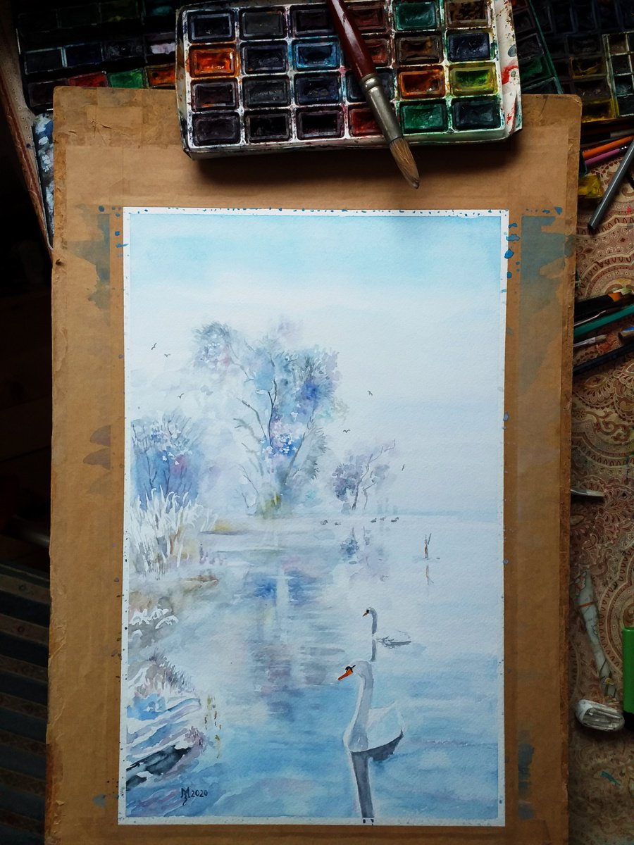 Impressionistic Animal Watercolour By Zoran Mihajlovic Muza, 11 X 17", Winter Story, Original Artwork