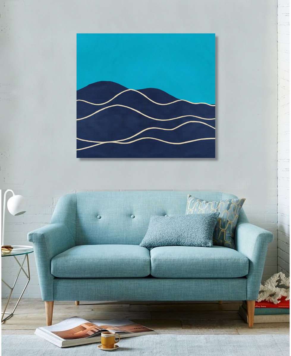 Abstract Landscape Acrylic Painting By Marina Krylova, 35 X 31", Landscape #42, Original Artwork