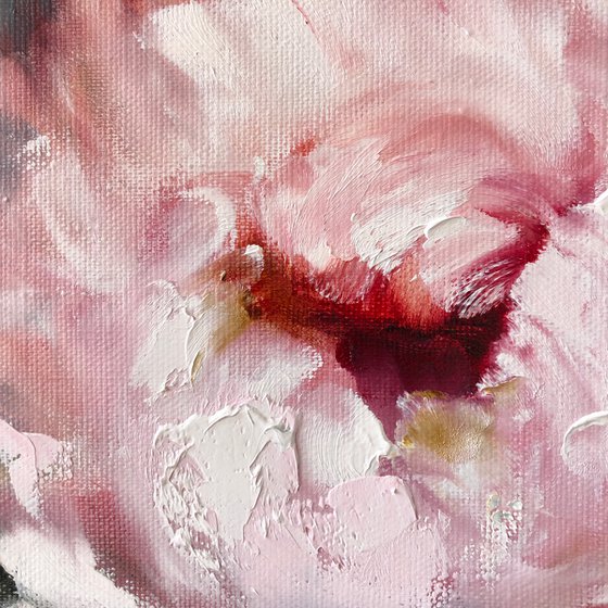 ROYAL PEONY - Abstract peonies. Garden flowers. Large buds. Macro flowers. Pale pink petals. Bouquet. Twilight. Haze.