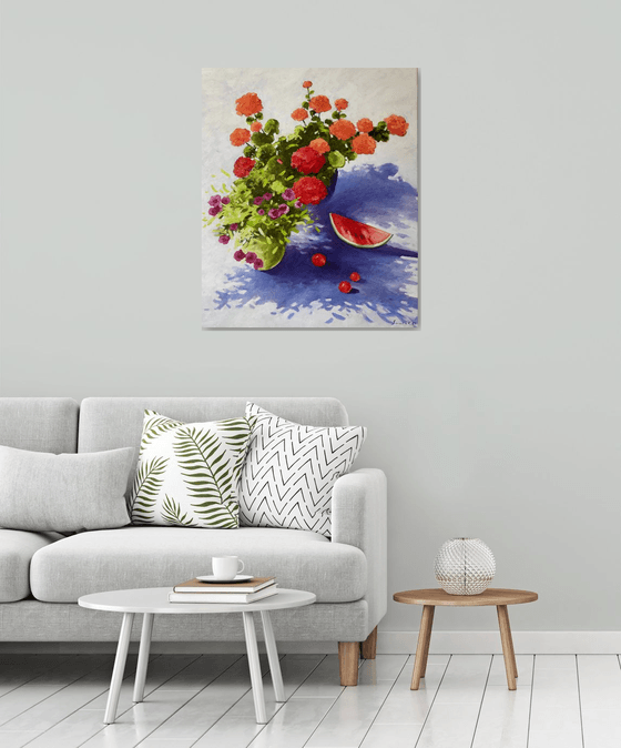 Flowers with watermelon