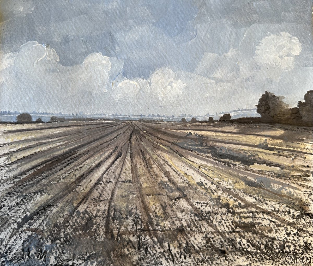 Impressionistic Landscape Painting By Catherine Winget, 10 X 8, Winter Landscape - Norfolk England, Original Artwork