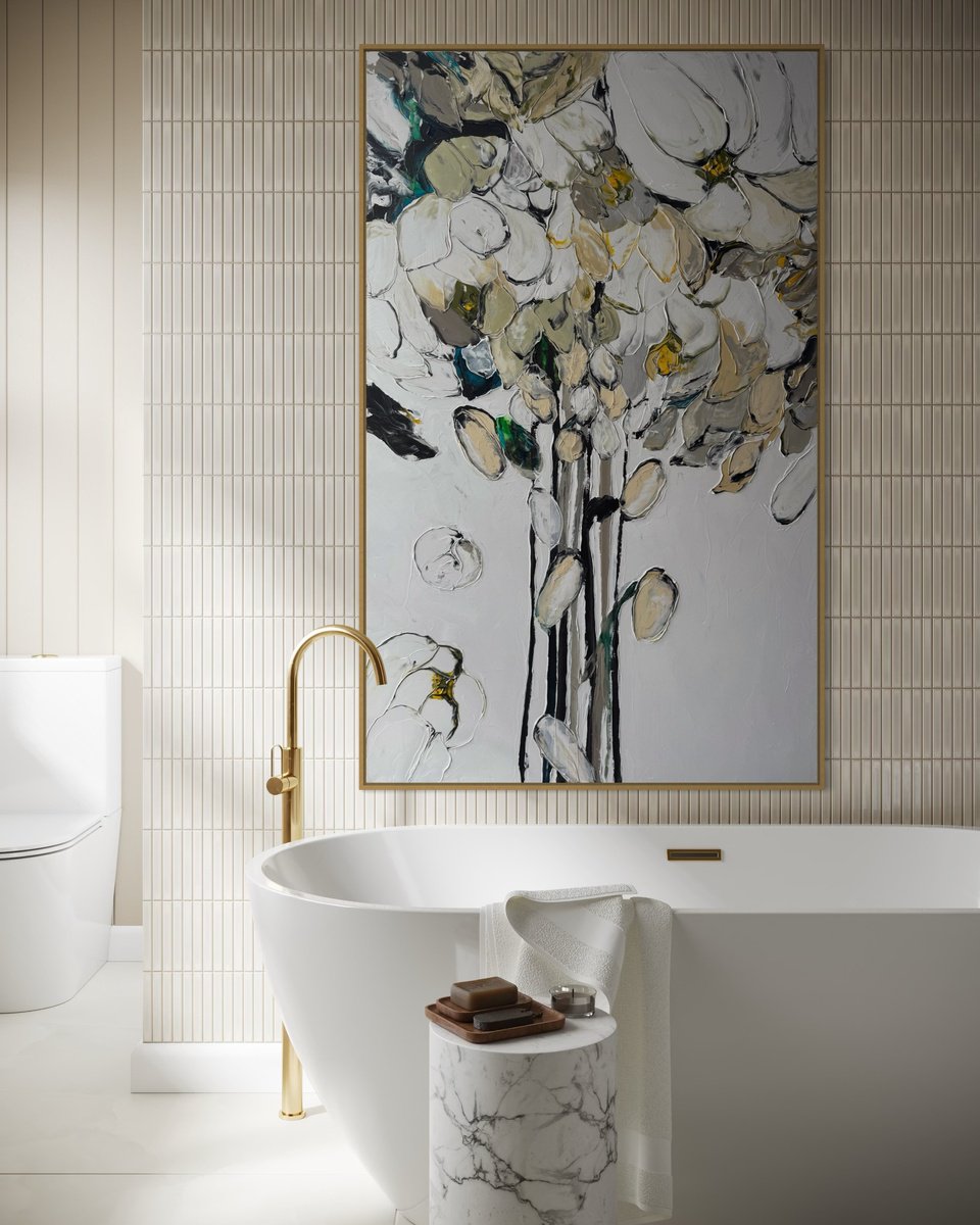 Impressionistic Botanical Acrylic Painting By Tetiana Hutsul, 37 X 61", Loved Deeply, Original Artwork