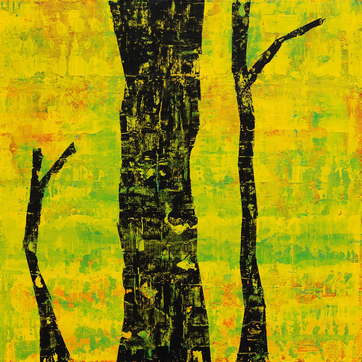 Tree without a top - Abstract painting by Peter Zelei