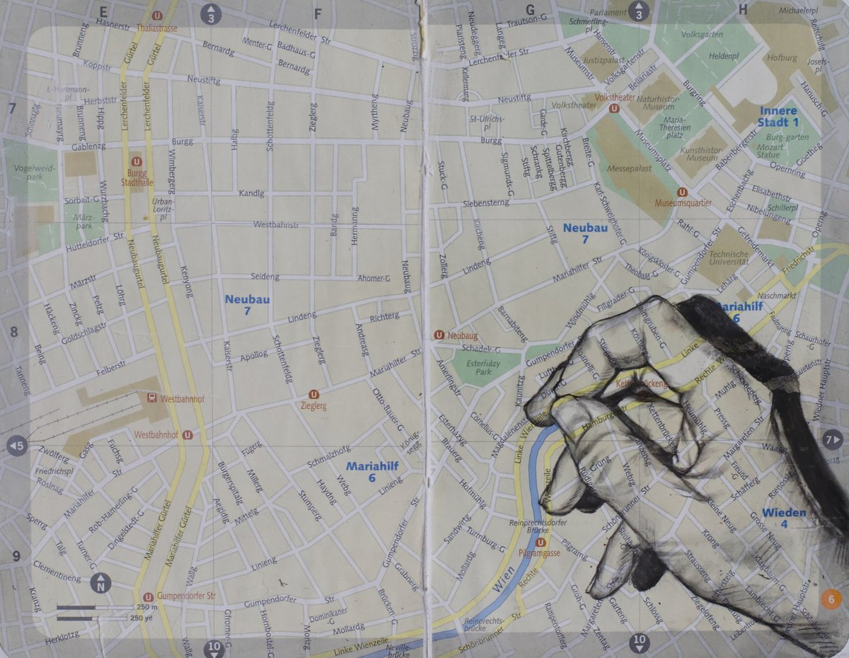 Photorealistic Landscape Pencil Drawing By Marina Skepner, 7 X 6", Wien, Original Artwork